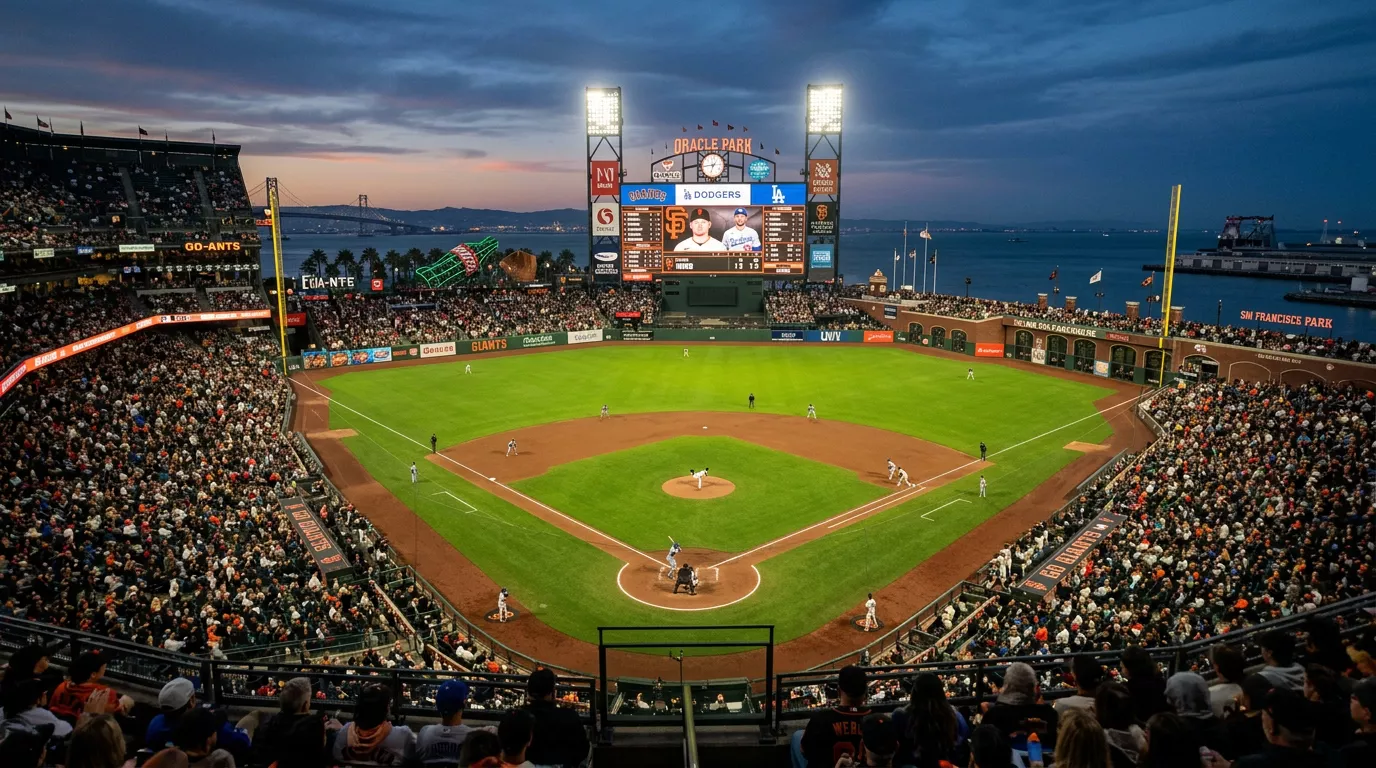 Packed Major League Baseball ballpark during a regular-season night game in the 2025 season.